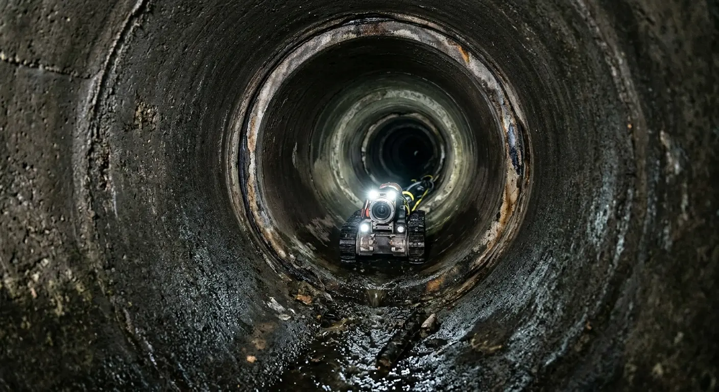 Robotic sewer camera inspecting pipe interior for Sewer Line Repair in Burke Centre